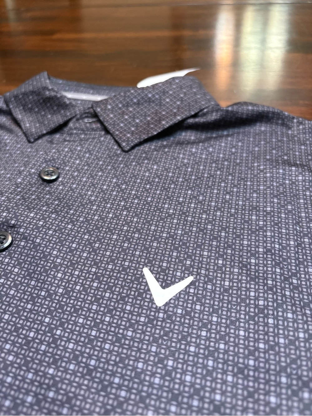 Callaway Golf Polo Shirt Mens Small Gray with Geometric Pattern